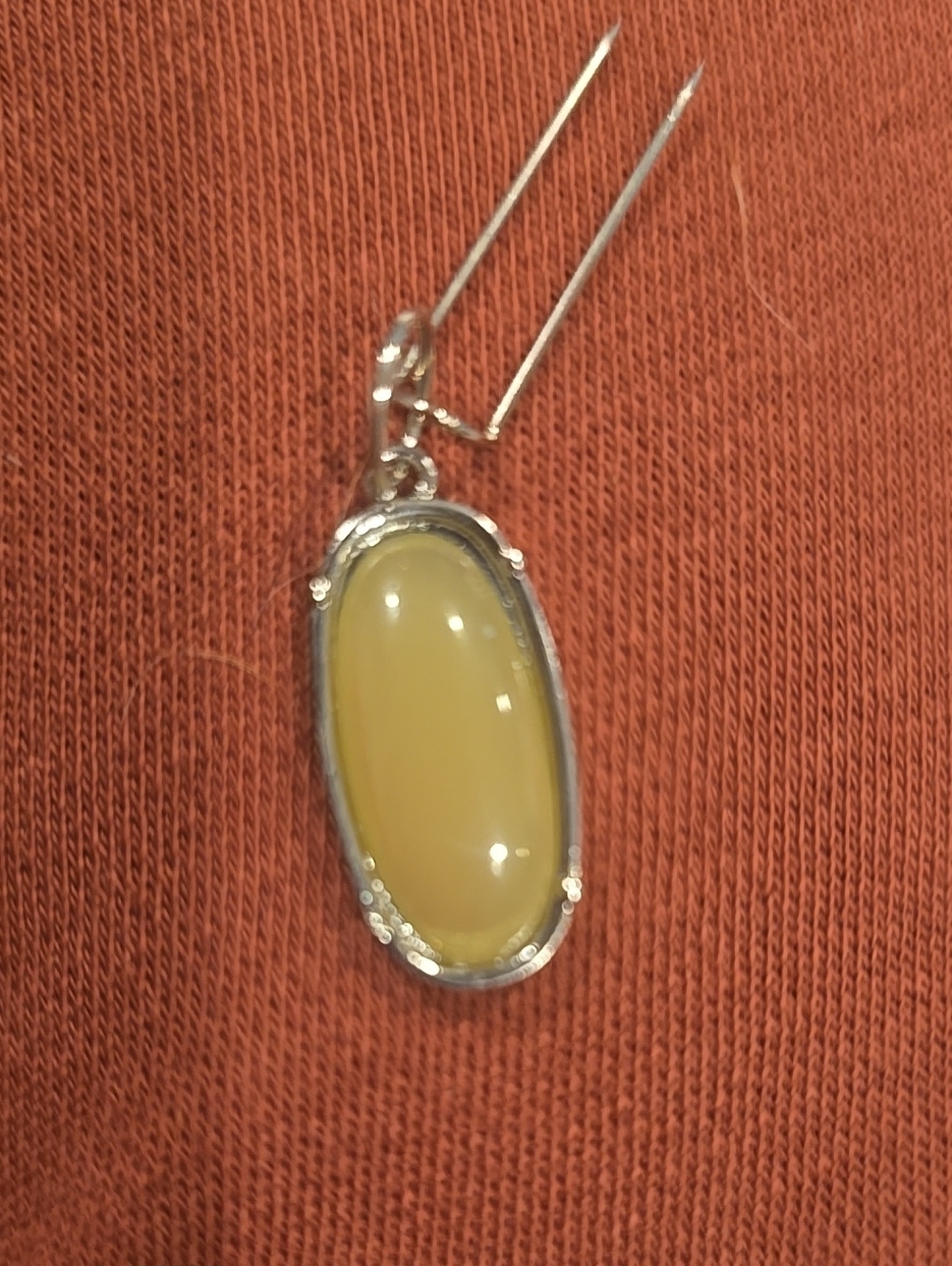 Yellow Stone Silver Tone Pendant